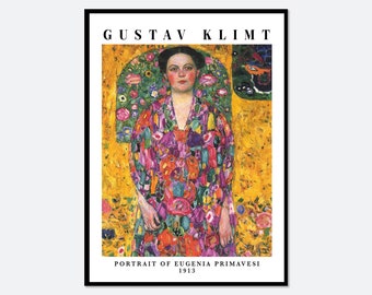 Gustav Klimt Portrait of Eugenia Primavesi 1913 Vintage Exhibition Poster Art Print | Gustav Klimt Print, Klimt Poster, Klimt Painting GK11B