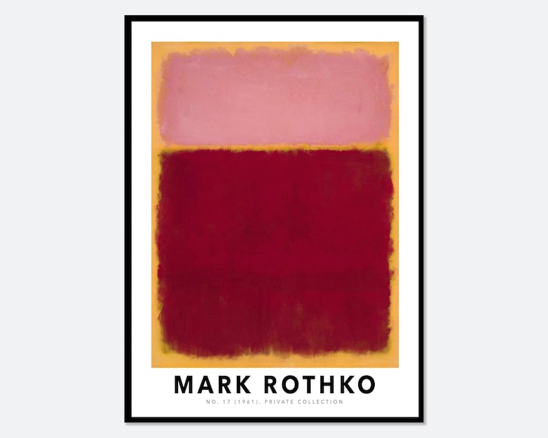 Mark Rothko No. 17 Untitled 1961 Red Pink Yellow Vintage Poster Art Print Mark Rothko Print, Mark Rothko Painting, Museum Exhibition MR08 image 1