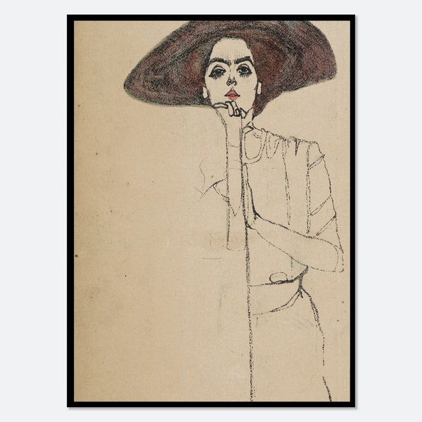 Egon Schiele, portrait d'une femme, affiche de l'exposition, 1910, impression d'art | Impression d'Egon Schiele, affiche d'Egon Schiele, peinture de Schiele ES06