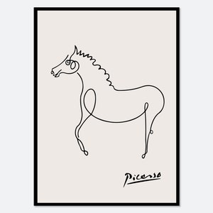 Pablo Picasso Caballo Boceto Línea Dibujo Arte Impresión / Esquisse Le Cheval, Exposición del Museo Cartel Vintage, Picasso Animal Serigraph #PP37