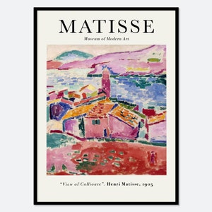 Henri Matisse, uitzicht op Collioure 1905 vintage poster kunstafdruk | Matisse-print, Matisse-schilderij, kleurrijke kunst, poster museumtentoonstelling M132