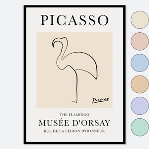 Pablo Picasso Flamingo Sketch Line Drawing Art Print | Esquisse Le Flamand, Museum Exhibition Vintage Poster, Animal Print Lithograph #PP11