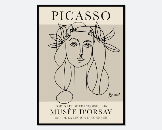 Vintage 1961 Pablo Picasso Portrait of Woman in Fur Coat Art Print Vintage 1961 Pablo Picasso Portrait of Woman in Fur Coat Art Print