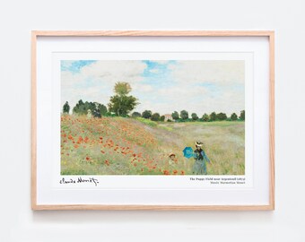 ひなげしアート Poster ポピー畑 モネ クロード・モネ ポピー畑 油絵