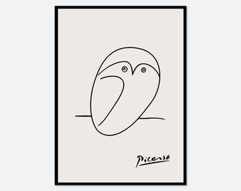 Pablo Picasso Owl Sketch Line Drawing Art Print | Esquisse, La Chouette, Museum Exhibition Vintage Poster, Picasso Animal Lithograph #PP34