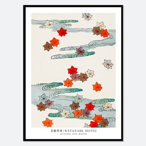 Watanabe Seitei Autumn and Water Bijutsu Sekai Vintage Japanese Woodblock Leaves Art Print | Japanese Art, Japanese Poster 渡辺省亭美術世界 JP13