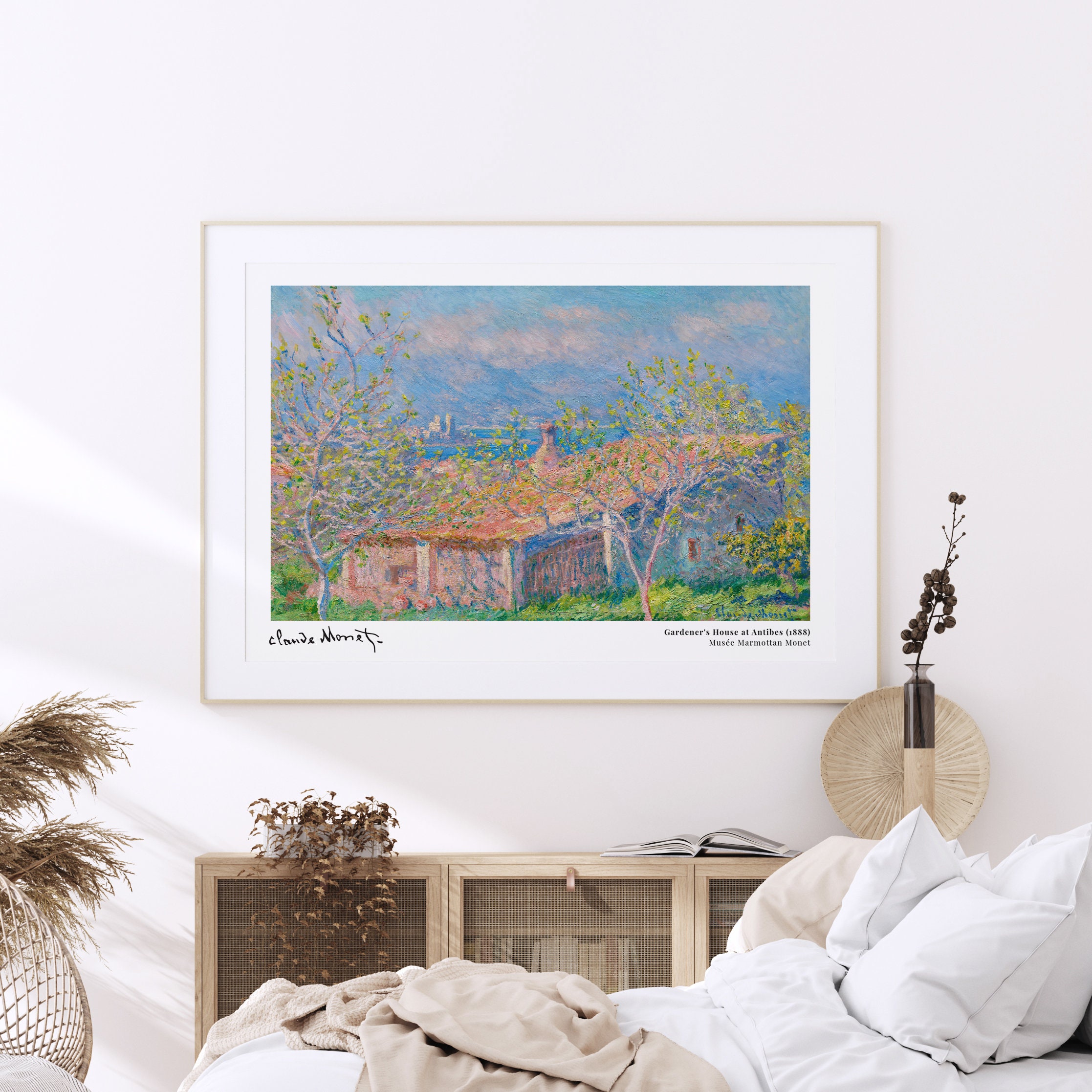 モネ「アンティーブの庭師の家」ヴィンテージ展ポスター アート