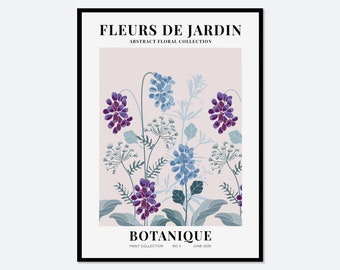 Bloemenmarkt Fleurs De Jardin botanische kunstprint | Lentebloemen print, lente bloemenkunstprint, bloemenprint, wilde bessen print #FM53