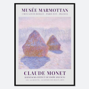 Monet Haystacks Effect of Snow and Sun 1891 Vintage Exhibition Poster Art Print | Claude Monet Print, Monet Poster, Monet Painting #N12