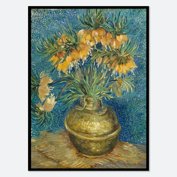 Vincent Van Gogh Imperial Fritillaries in a Copper Vase Vintage Flowers Painting Poster Wall Art Print | Colorful Floral Still Life V38B