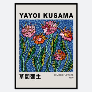 Yayoi Kusama Summer Flowers 1990 Art Print | Yayoi Kusama 草間彌生 Abstract Floral Exhibition Poster, Modern Japanese Poster, Japani Art#YY34