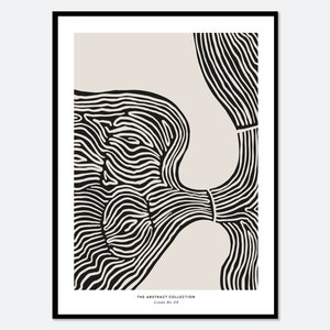 Minimalist Mid-Century Modern Black Beige Lines Shapes Pattern Neutral Art Print | Geometric Pattern Print, Abstract Shapes Poster #AB08