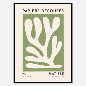 Henri Matisse Cut Outs Vintage Abstract Wall Art Print | Matisse Colorful Poster, Berggruen Cie, Papiers Decoupes, Green Botanical Art M157