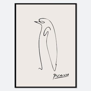 Pablo Picasso Pinguin Skizze Line Art Print | Esquisse Le Pingouin, Museum Ausstellung Vintage Poster, Tier Serigraphie Kunst #PP36