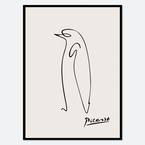 Pablo Picasso Penguin Sketch Line Drawing Art Print | Esquisse Le Pingouin, Museum Exhibition Vintage Poster, Animal Serigraph Art #PP36