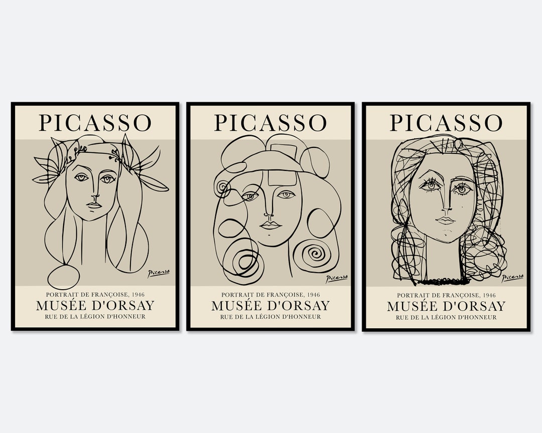 ピカソの肖像画 フランソワーズ・ジロー 3枚セット アートプリント