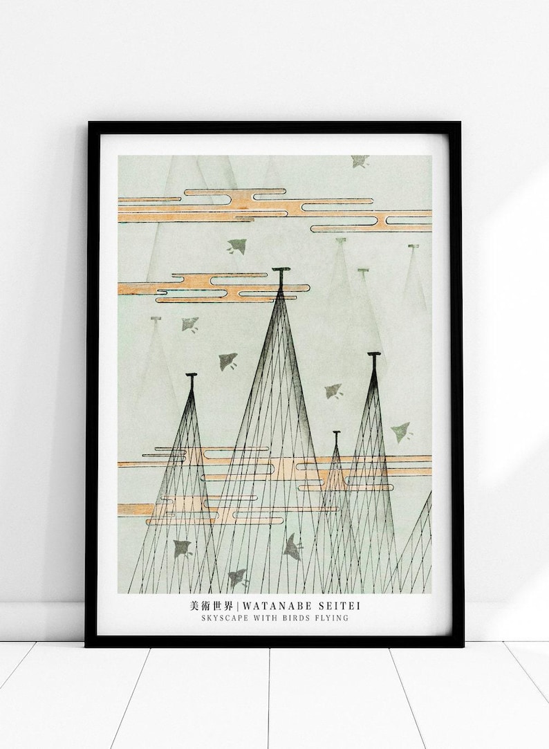 Watanabe Seitei Skyscape with Birds Flying Bijutsu Sekai Vintage Japanese Woodblock Art Print | Japanese Art, Japanese Poster 渡辺省亭美術世界 JP20 image 10