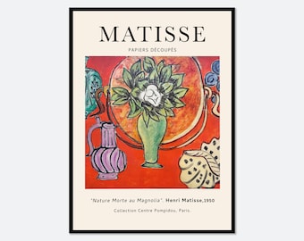 Henri Matisse Nature Morte au Magnolia 1950 Vintage Poster Remake Art Print | Colorful Art Print,Museum Exhibition,Boho Wall Decor #M01