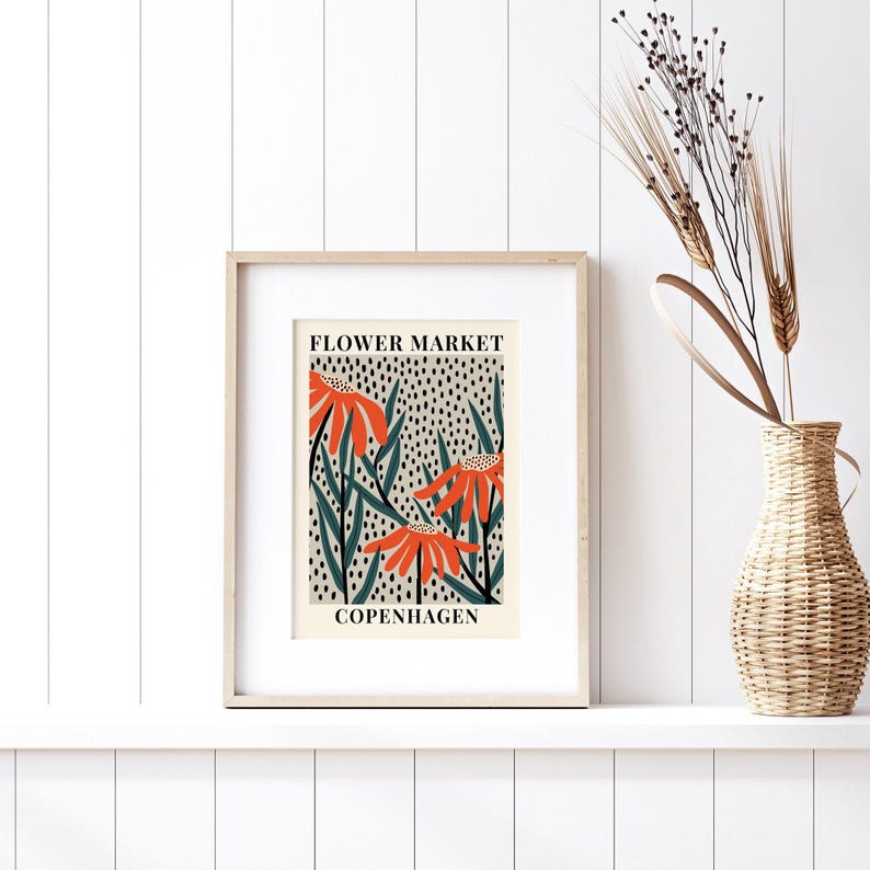 Blumenmarkt Kopenhagen: Gänseblümchen – Botanischer Kunstdruck | Frühlingsblumen-Druck, Frühlingsblumenkunst, Wildblumen-Druck, Farbenfroher Kunstdruck #FM62 Bild 4