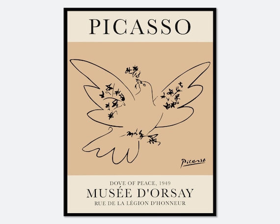 パブロ・ピカソ「平和の鳩」1949年 線画プリント｜美術館展示