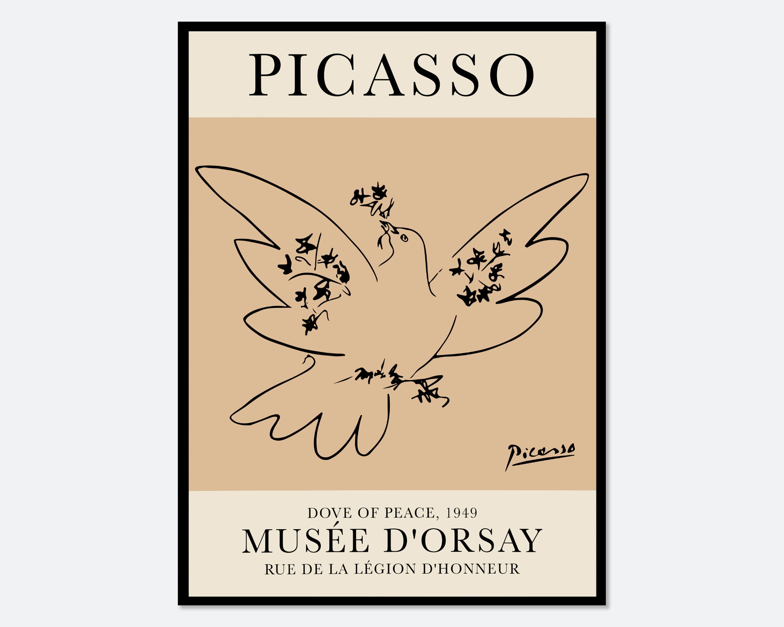 パブロ・ピカソ「平和の鳩」1949年 線画プリント｜美術館展示