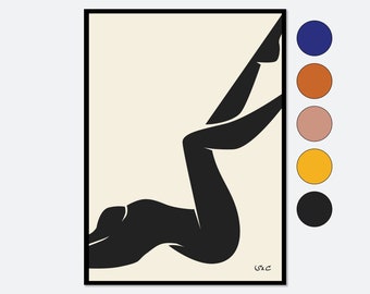 Henri Matisse Nu Bleu inspiré abstrait silhouette de femme affiche d'art | Art mural au trait rempli de fauvisme, grande taille expédié # WP05