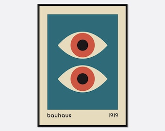 Bauhaus 1919 Geometric Colorful Eyes Art Print | Bauhaus Ausstellung Weimar, Bauhaus Print, Bauhaus Poster, Mid Century Geometric Print BH35
