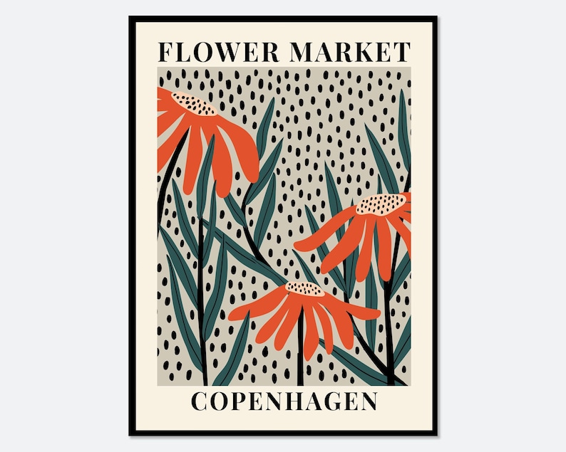 Blumenmarkt Kopenhagen: Gänseblümchen – Botanischer Kunstdruck | Frühlingsblumen-Druck, Frühlingsblumenkunst, Wildblumen-Druck, Farbenfroher Kunstdruck #FM62 Bild 1
