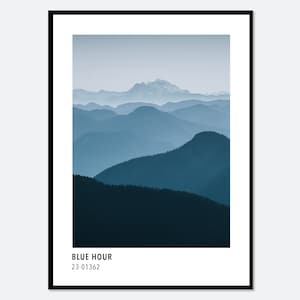 Impression d'art inspirée de la carte couleur Blue Mountains | Impression d'art de photographie de nature, affiche de paysage, affiche moderne colorée #CC05