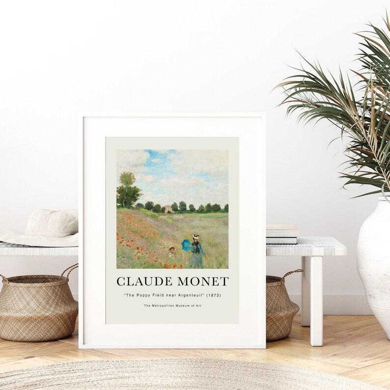 Claude Monet the Poppy Field Near Argenteuil Vintage Poster Wall Art ...