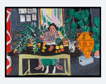 Henri Matisse Interior with an Etruscan Vase Vintage Poster Wall Art Print | Antique Woman Portrait, Famous Colorful Fauvism Painting M171B