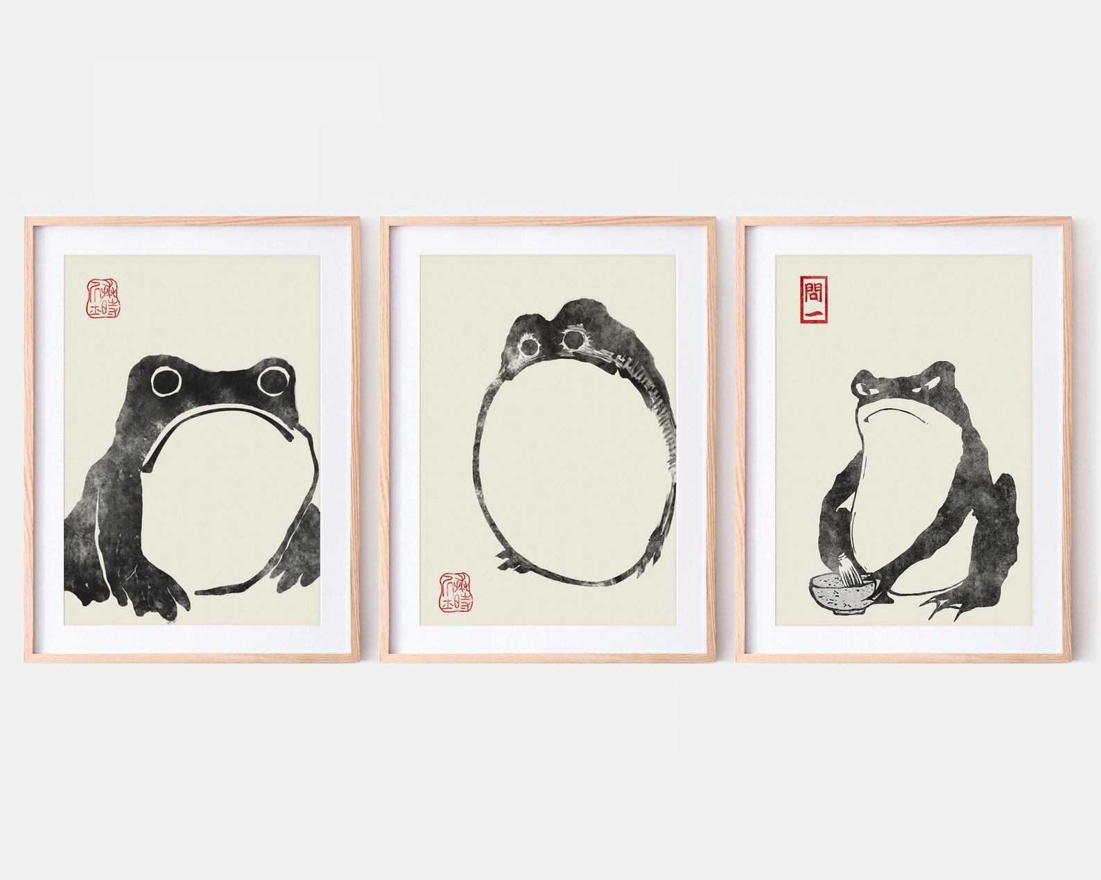 Japanese Frog Matsumoto Hoji Toad Set of 3 Woodblock Art Print ...