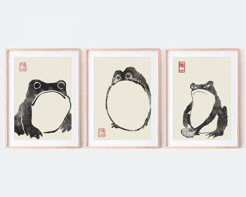 Japanese Frog Matsumoto Hoji Toad Set of 3 Woodblock Art Print ...