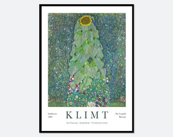 Gustav Klimt Sunflowers 1883 Vintage Exhibition Poster Art Print | Gustav Klimt Print, Gustav Klimt Poster, Gustav Klimt Painting #GK07C