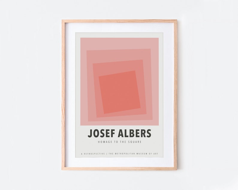 Josef Albers Squares Exhibition Art Print Mid Century Print, Albers Print, Albers Poster, Pink Poster, Geometric Minimalist Print JA01 image 2