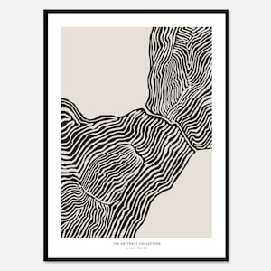 Minimalist Mid-Century Modern Black Beige Lines Shapes Pattern Neutral Art Print | Geometric Pattern Print, Abstract Shapes Poster #AB12