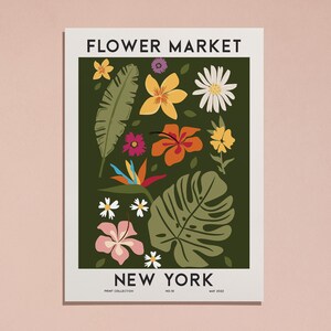 Bloemenmarkt New York kleurrijke botanische kunstprint Lentebloemen print, bloemenmuurkunst, bloemen planten poster, kleurrijke kunstprint FM83 afbeelding 5