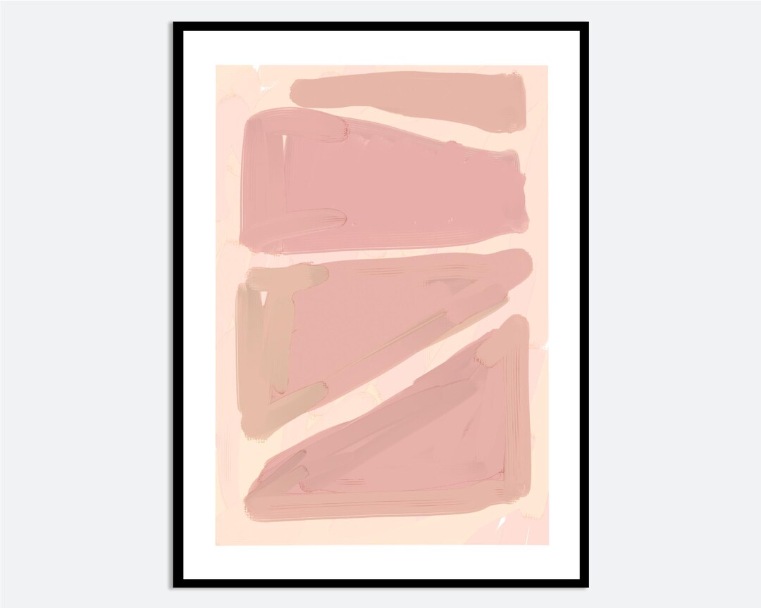 Contemporary Pink Abstract Shapes Art Print | Hand Painted Geometric ...