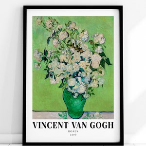Van Gogh Roses 1890 Vintage Exhibition Poster Art Print Van Gogh Roses Print, Van Gogh Poster, Van Gogh Painting, Colorful flowers V25 image 9