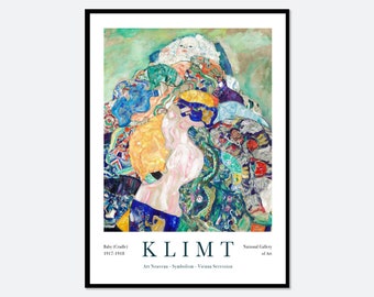 Gustav Klimt Baby Cradle 1917-1918 Vintage Exhibition Poster Art Print | Gustav Klimt Print, Klimt Poster, Gustav Klimt Painting #GK05C