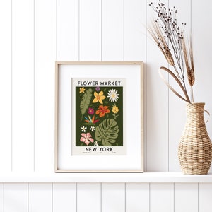 Bloemenmarkt New York kleurrijke botanische kunstprint Lentebloemen print, bloemenmuurkunst, bloemen planten poster, kleurrijke kunstprint FM83 afbeelding 4