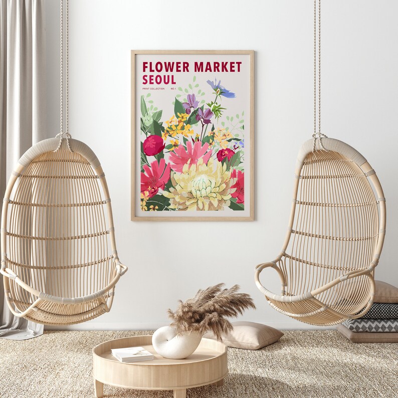 Flower Market Seoul Colorful Botanical Art Print | Spring Flowers Print ...