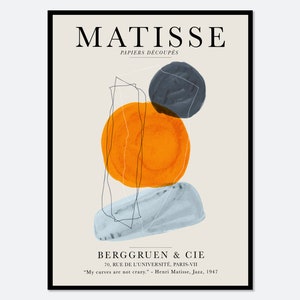 Henri Matisse - Impresión artística vintage de formas y líneas abstractas / Impresión de Matisse, póster de Matisse, Berggruen and Cie, Papiers Decoupes n.° M74