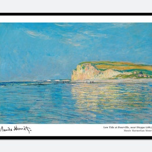Monet Low Tide at Pourville near Dieppe Vintage Exhibition Poster Art Print | Claude Monet Print, Monet Poster, Famous Monet Painting #N41A