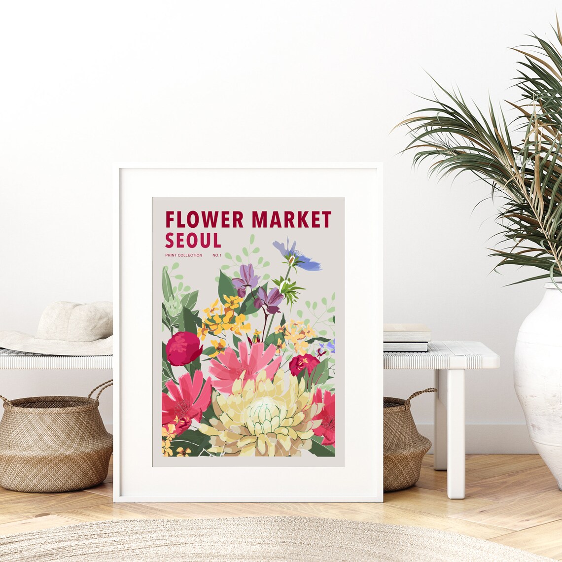 Flower Market Seoul Colorful Botanical Art Print | Spring Flowers Print ...