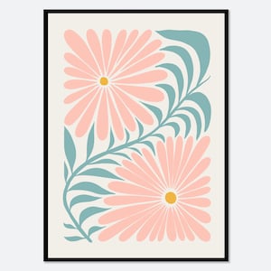 Blumenmarkt Bunt Abstrakt Botanische Frühlingsblumen Kunstdruck | Gänseblümchen Poster, Matisse Stil Florale Wandkunst, Boho Nursery Print FM92
