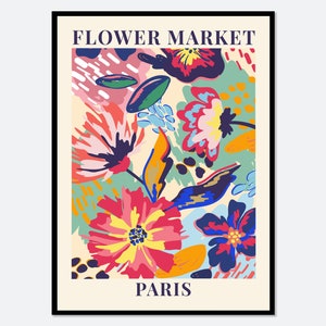 Flower Market Paris Colorful Botanical Art Print | Spring Flowers Print, Spring Floral Art Print, Flowers Print, Wildflowers Print #FM42