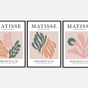 Henri Matisse Cut-Outs Set of 3 Vintage Poster Art Print | Matisse Print, Matisse Poster, Berggruen and Cie, Papiers Decoupes, Print Set