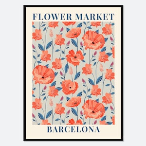 Flower Market Barcelona Colorful Botanical Art Print | Spring Flowers Print, Spring Floral Art, Wildflowers Print, Colorful Art Print #FM08