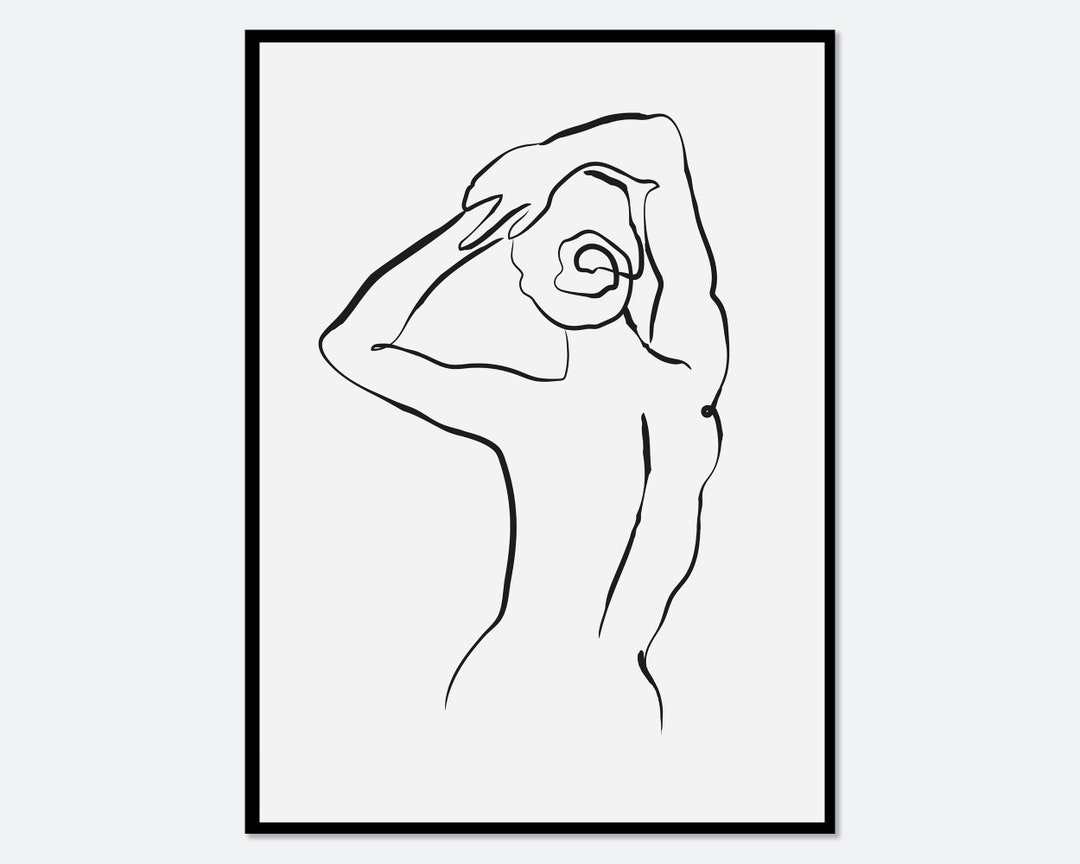 One Line Body Figure Art Print | Single Line Figure Drawing, Minimalist ...